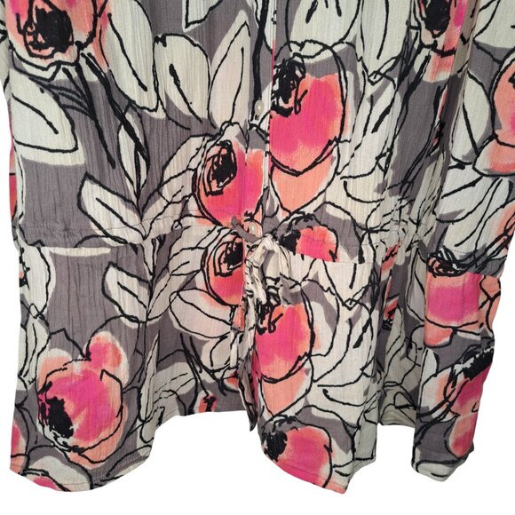 Lane Bryant Gray Pink Floral Peplum Blouse Plus Size 18/20 - Picture 4 of 5